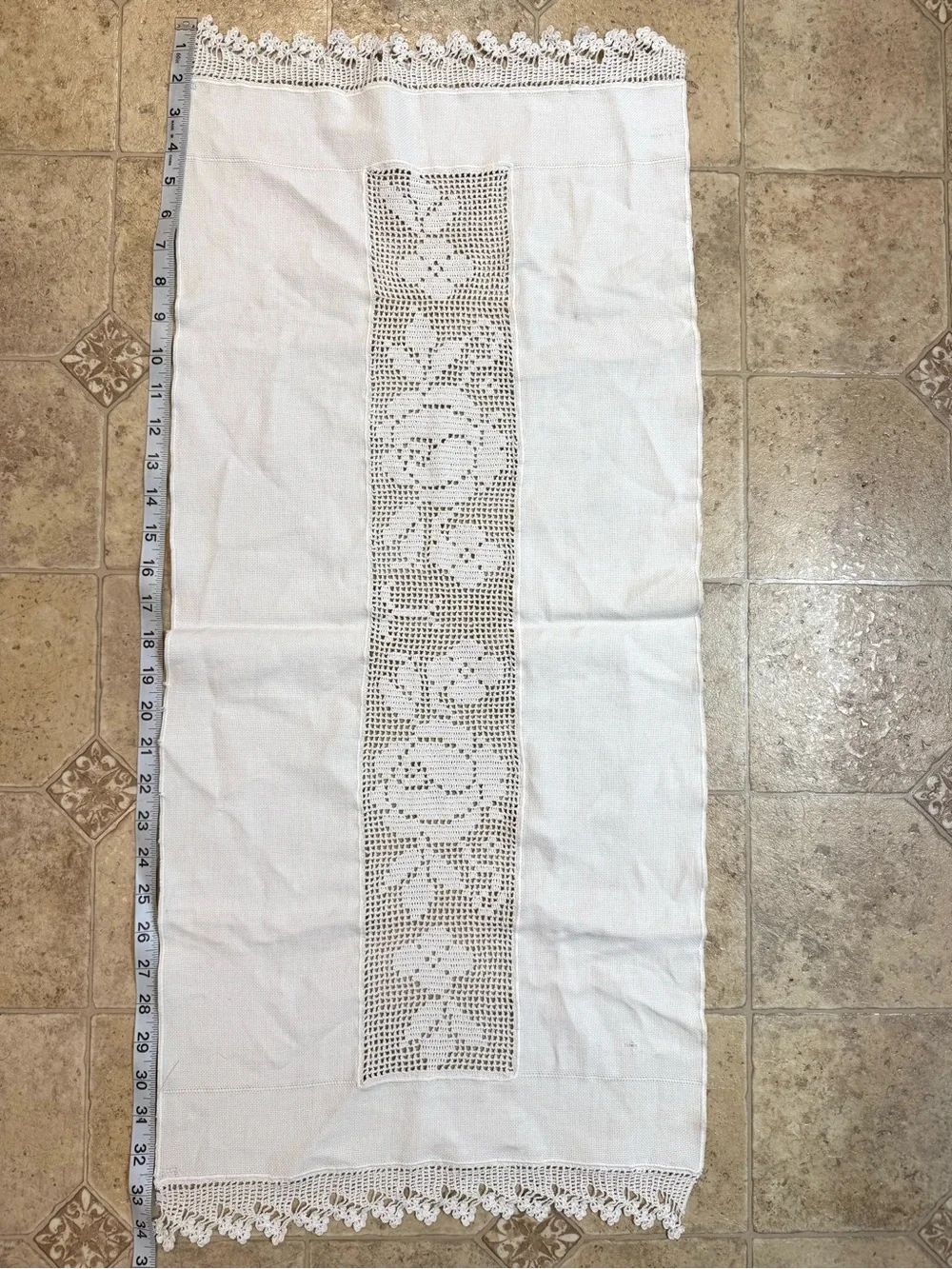Vintage White Crochet Table Runner
